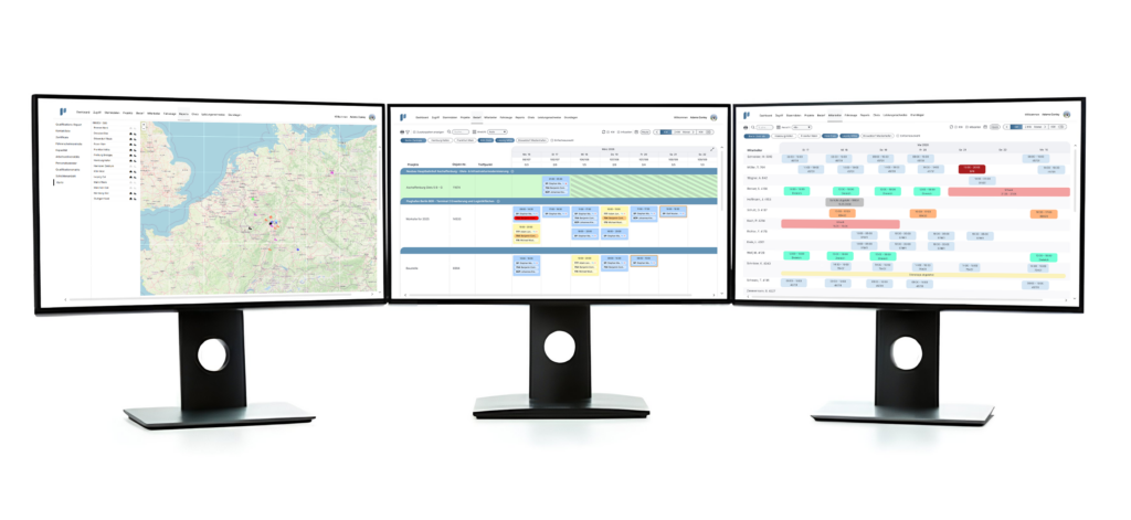 sychronized iplan charts on three screens at the same time