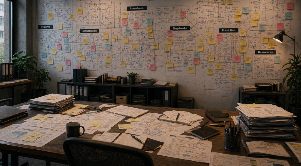 office chaos with papers everywhere